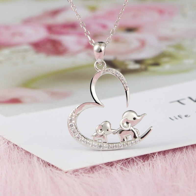 ACJNA 925 Sterling Silver Mothers Day Gifts Elephant Necklace 3 Elephants Family for Mom Daughter Jewelry (2-elephants) - Image 4